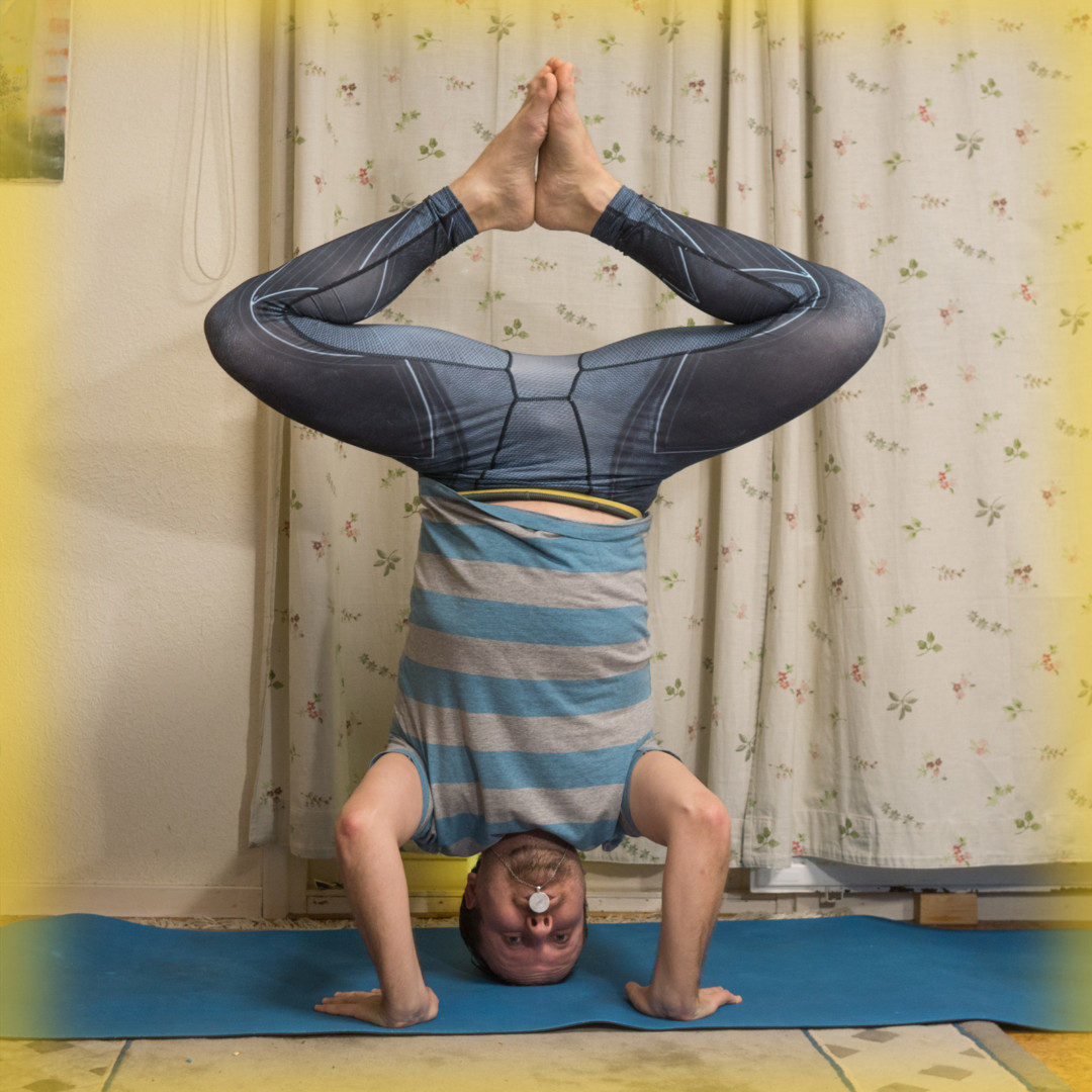 Bound angle pose in headstand Asana