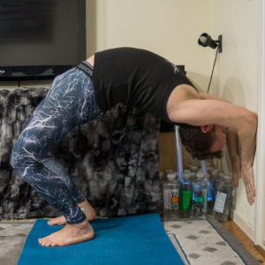 Standing backbend in March 16th 2018. Yay, got a lot deeper here with wall than without. Walls will definitely make your standing backbend or  Anuvittasana great.