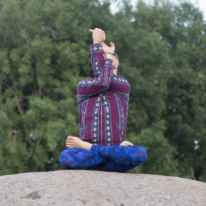 Lotus pose in June 15th 2018. The sixth chakra is the  Thirdeye or  Ajnachakra. Color is purple blue or indigo.